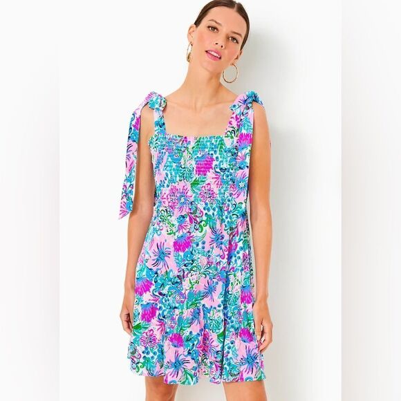 Lilly Pulitzer KAILUA SMOCKED DRESS MANDEVILLA BABY PARADISE PETALS